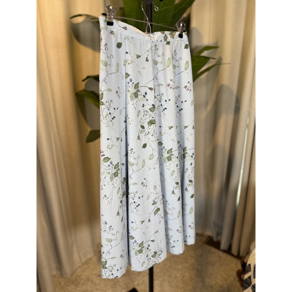 Koret Vintage Floral Wide Leg Culottes Light Blue High Waist Pants Size 8